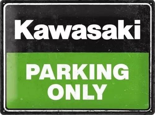 Metalen wandbord Kawasaki Parking Only, (40 x 30 cm)