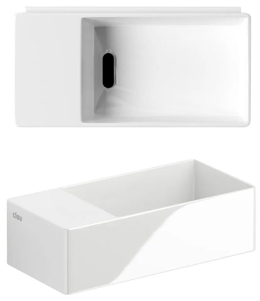 Clou New Flush 3 keramische fontein 35cm zonder kraangat links wit glans