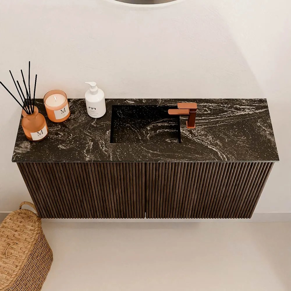 Mondiaz Joya DLux 80cm toiletmeubel walnut met wastafel faye midden 1 kraangat lava