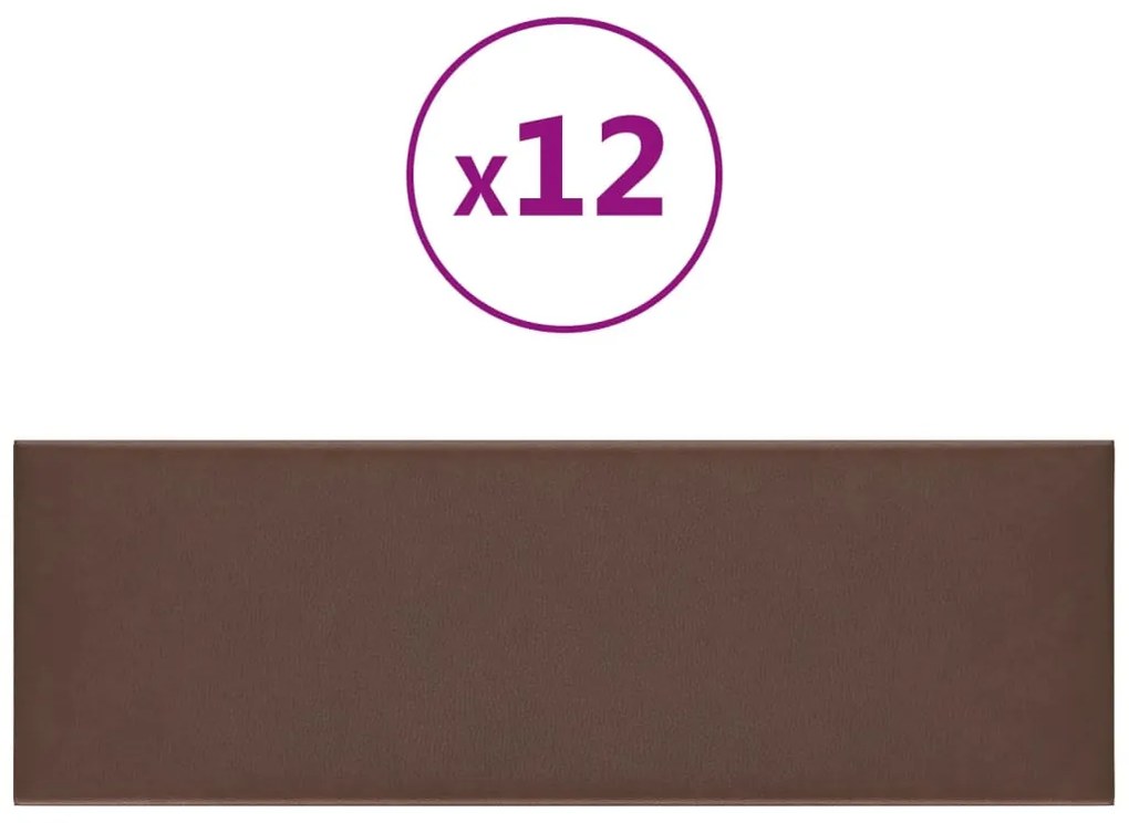 vidaXL Wandpanelen 12 st 3,24 m² 90x30 cm kunstleer bruin