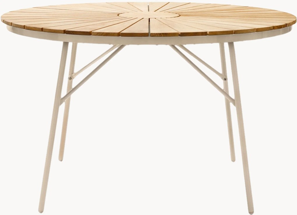 Ronde tuintafel Ellen met teakhouten tafelblad, in verschillende formaten