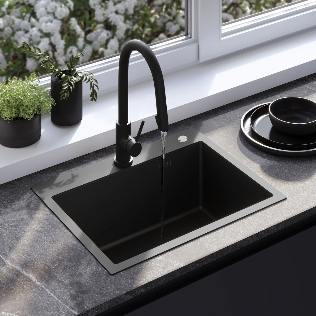 Stalen spoelbak Liam Black