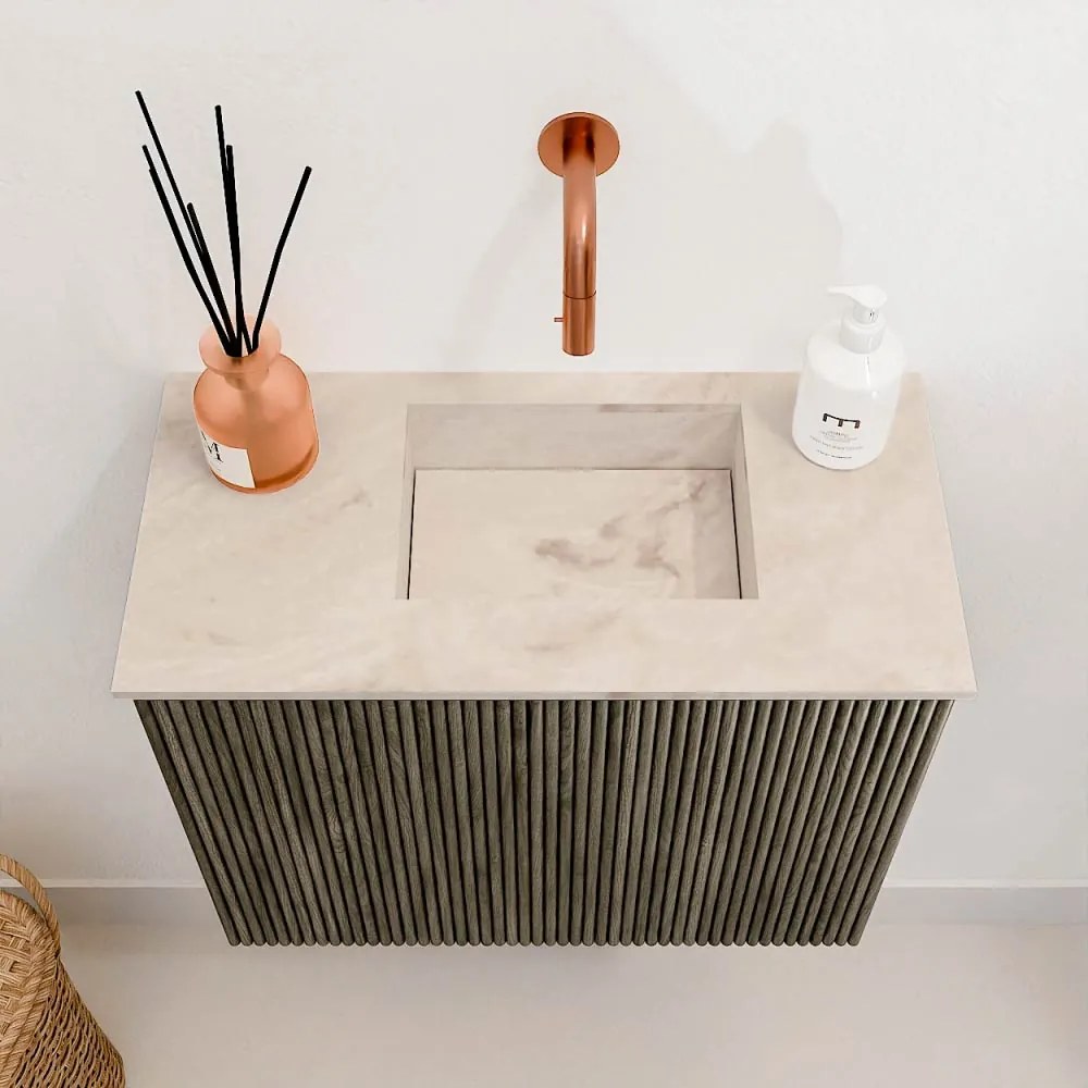 Mondiaz Joya DLux 50cm toiletmeubel shadow met wastafel faye rechts zonder kraangat frappe