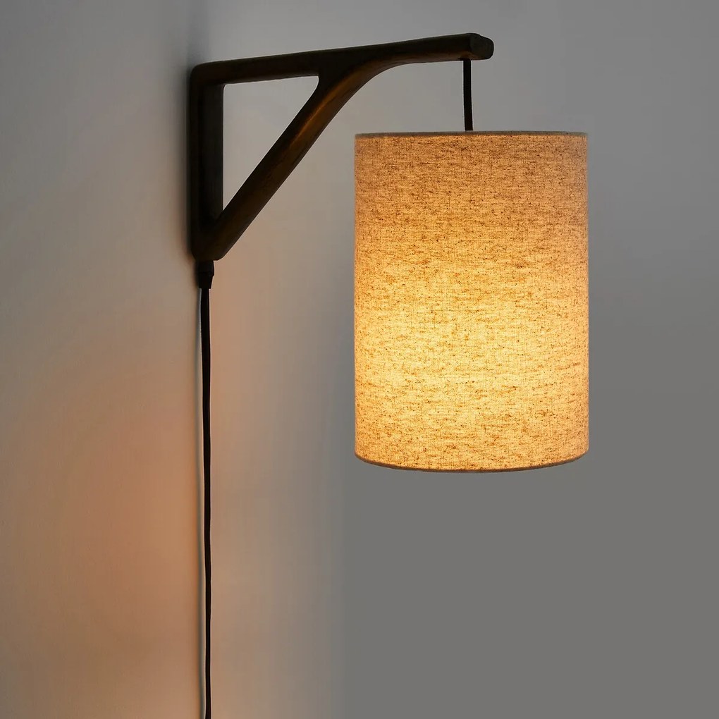 Wandlamp met kap in dik linnen Jakomé