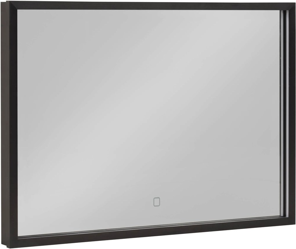 Saqu Nero Spiegel met LED verlichting en verwarming Mat Zwart 80x60 cm