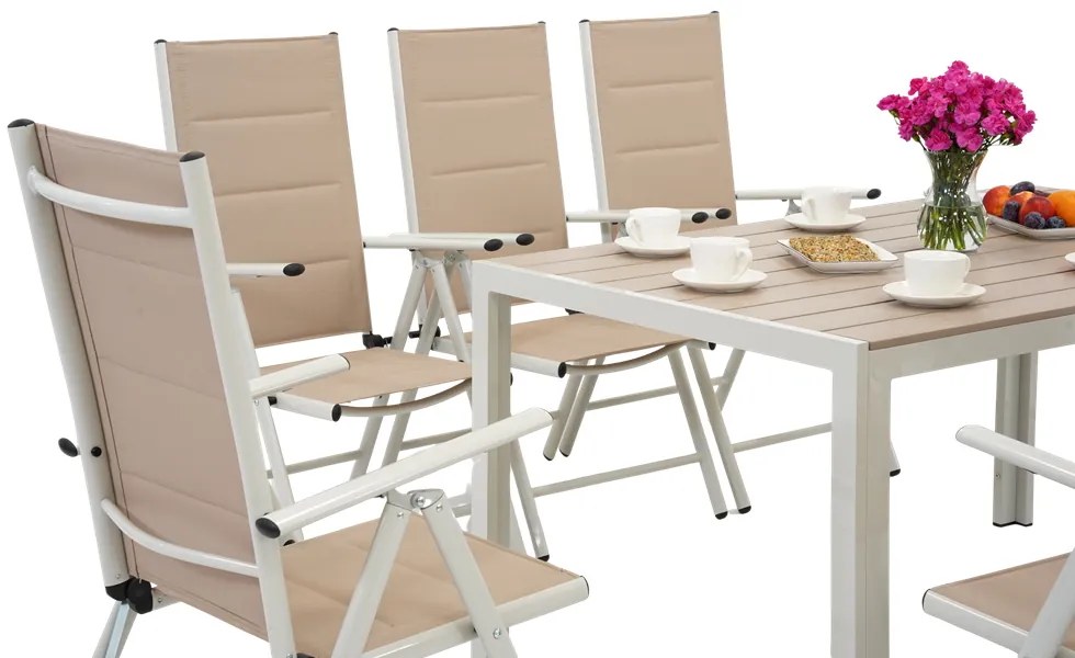 Polywood Verona aluminium tuinset voor 8 personen Garden Point beige