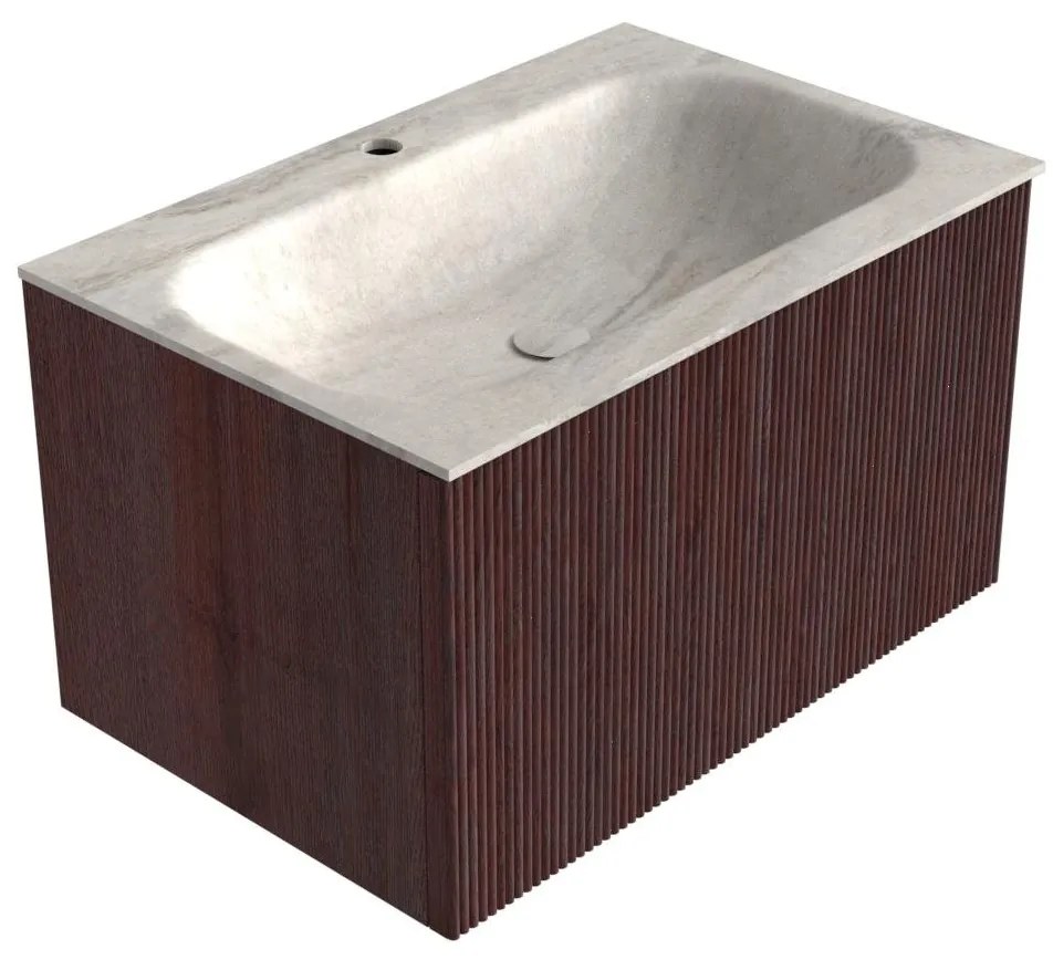 Mondiaz Kurve-dlux 70cm badmeubel ruby met 1 lade en wastafel big small midden 1 kraangat ostra