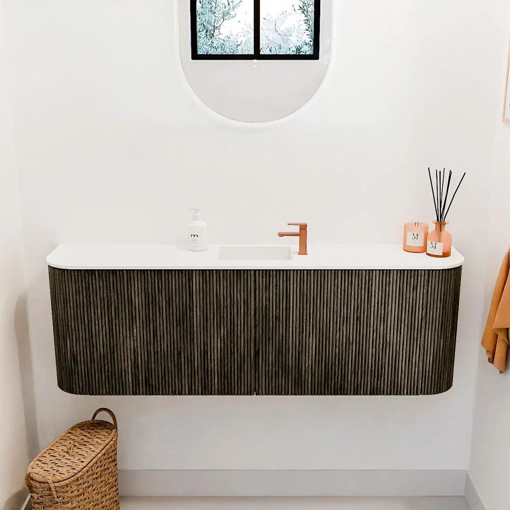 Mondiaz Joya 125cm toiletmeubel ronding links/rechts shadow met wastafel faye midden 1 kraangat talc