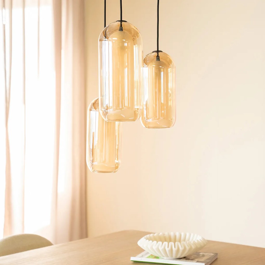By-Boo Shona Round Trapse Hanglamp Amberglas
