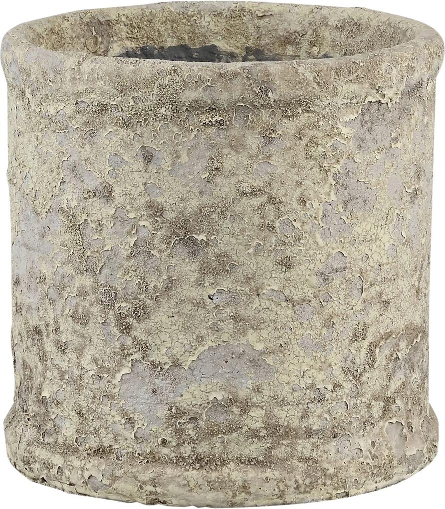 PTMD Collection | Bloempot Solange lengte 19 cm x breedte 19 cm x hoogte 29.5 cm cremekleurig bloempotten keramiek vazen | NADUVI outlet
