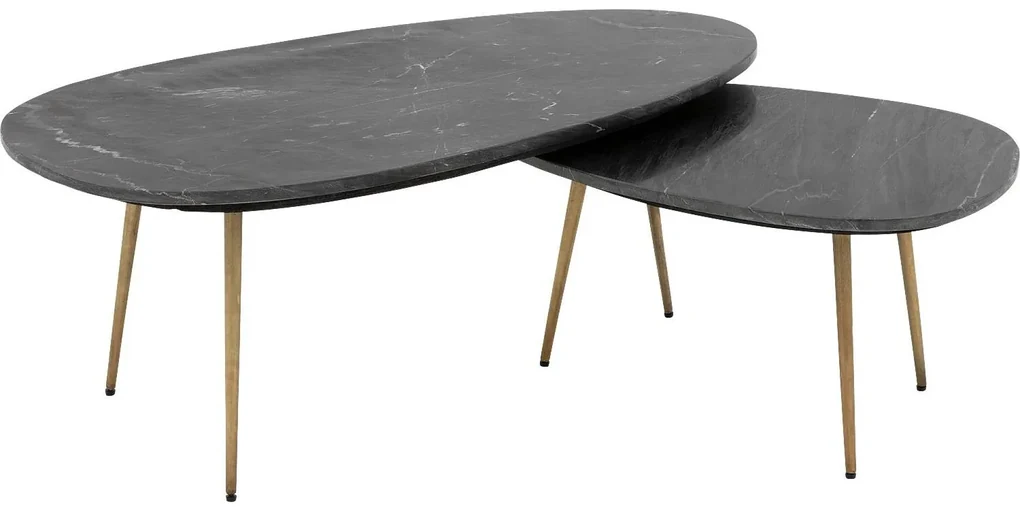 Goossens Salontafel Enzo ovaal, marmer zwart, elegant chic, 110 x 40 x 55 cm