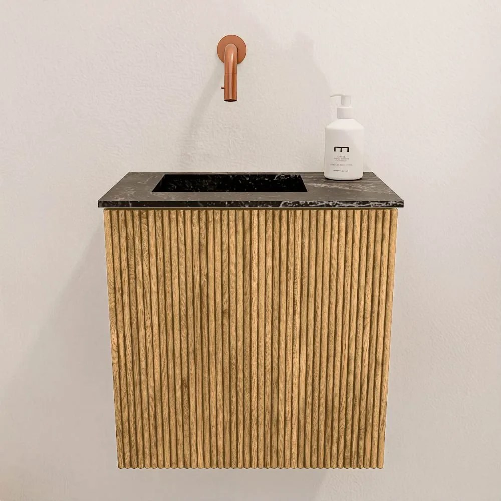 Mondiaz Joya DLux 40cm toiletmeubel oak met wastafel faye links zonder kraangat lava