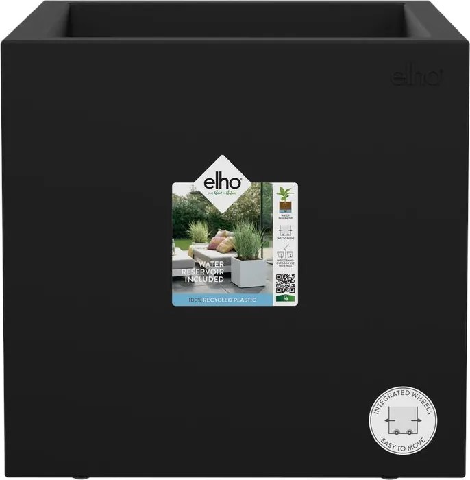 elho plantenbak Vivo Next Vierkant 40 - Living black (Zwart) - 39 x 39 x H 38 cm
