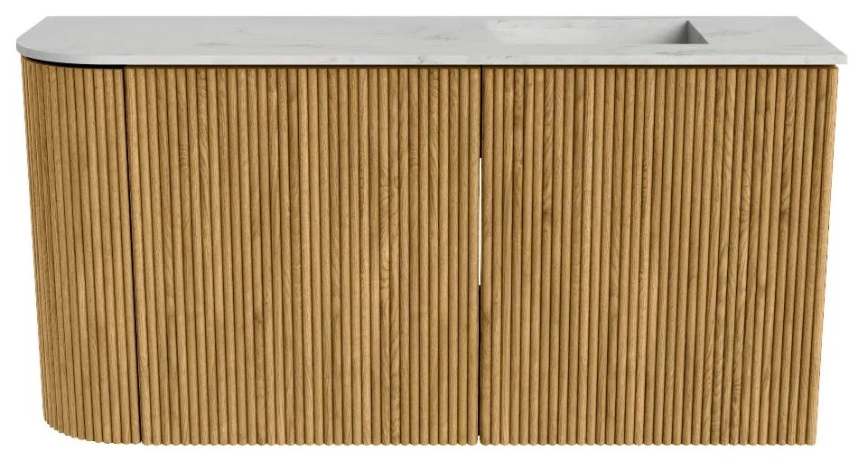 Mondiaz Joya DLux 80cm toiletmeubel ronding links oak met wastafel faye rechts zonder kraangat opalo