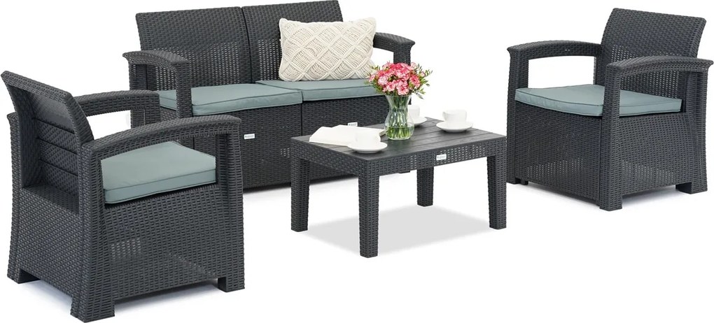 Rotan tuinmeubelen Reno 4 Garden Point antraciet