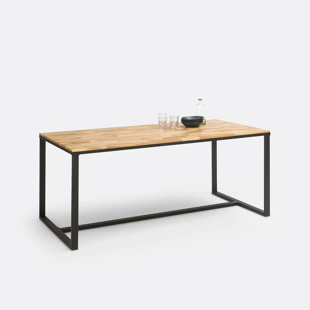 Eettafel, eik en staal, 8 personen, HIBA