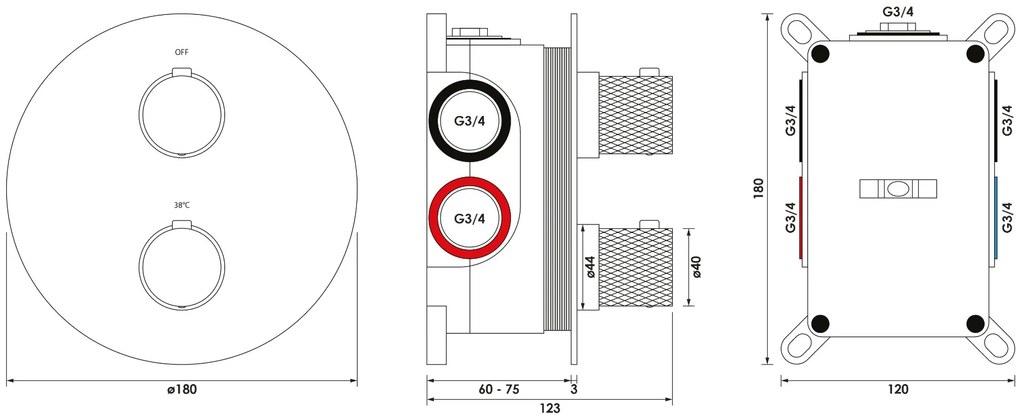 Brauer Brushed Carving thermostatische inbouw regendouche met 3 standen handdouche, plafondarm, glijstang en hoofddouche 30cm set 96 RVS geborsteld PVD