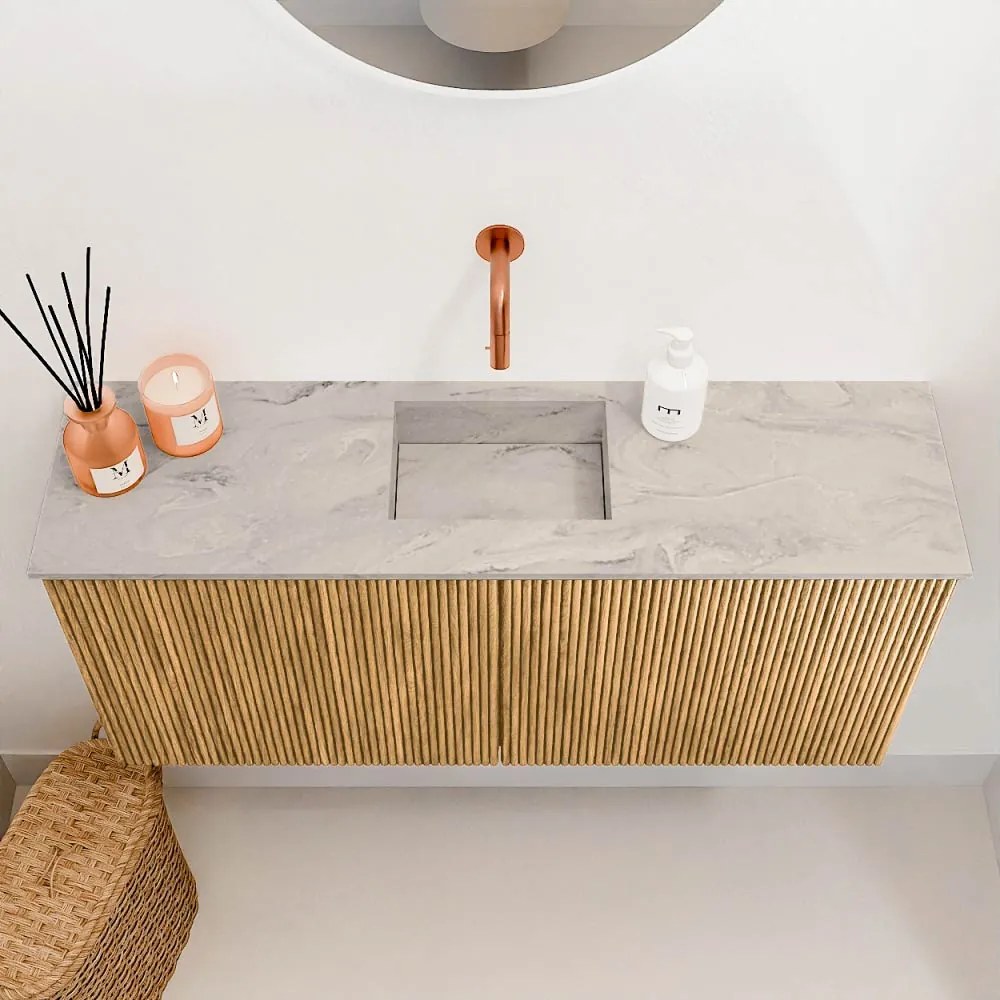 Mondiaz Joya DLux 90cm toiletmeubel oak met wastafel faye midden zonder kraangat glace