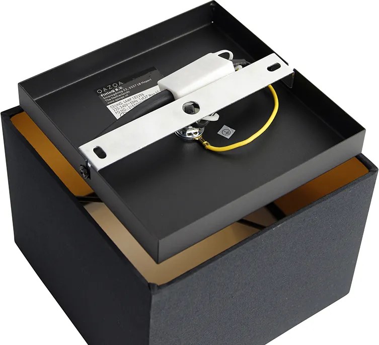 Moderne plafondlamp zwart met goud - VT