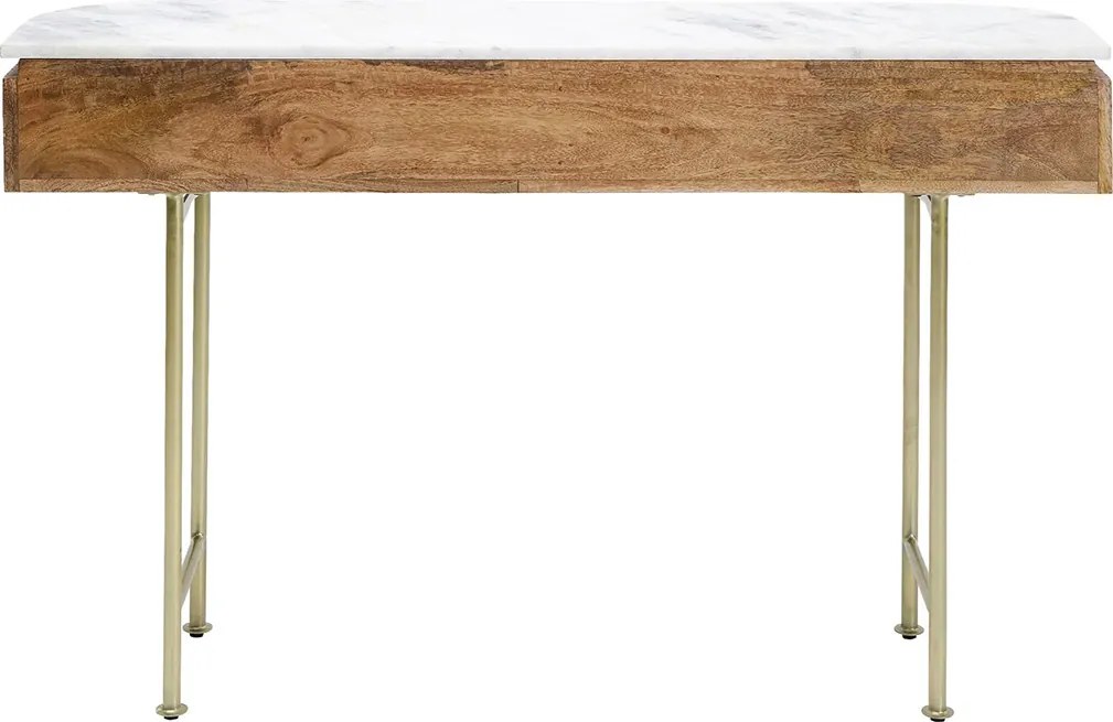 Sidetable Mangohout En Marmer - 100 X 30cm.