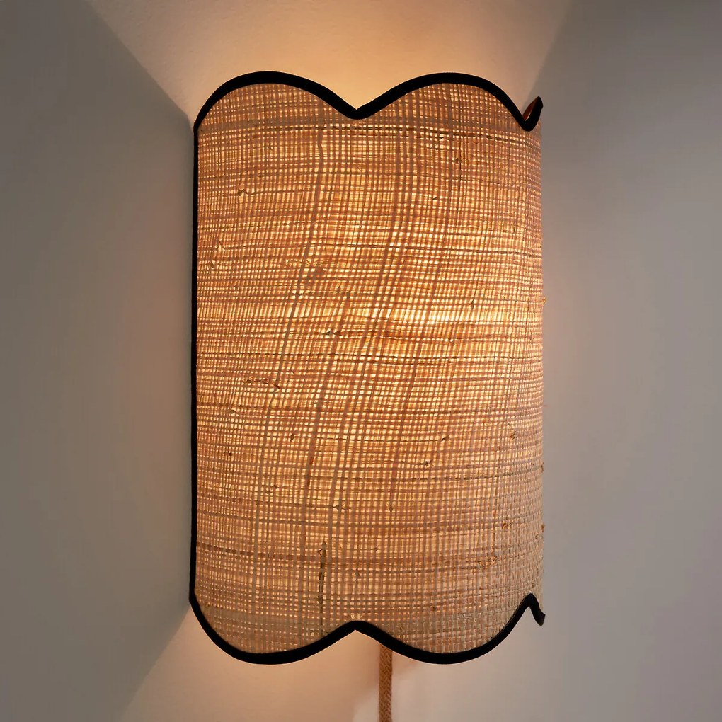 Wandlamp in raffia, Dolkie