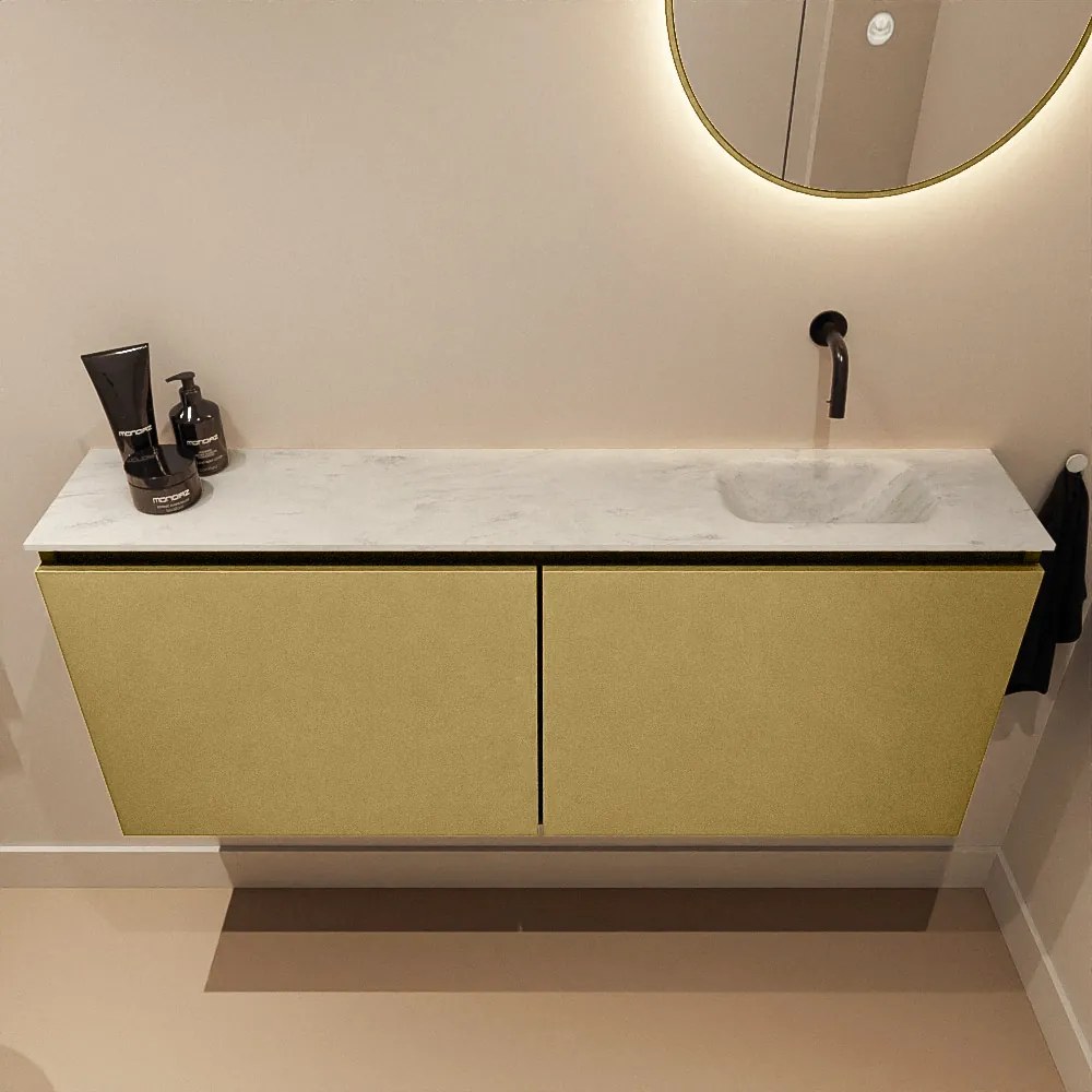 Mondiaz Ture DLux toiletmeubel 120cm oro met wastafel opalo rechts zonder kraangat