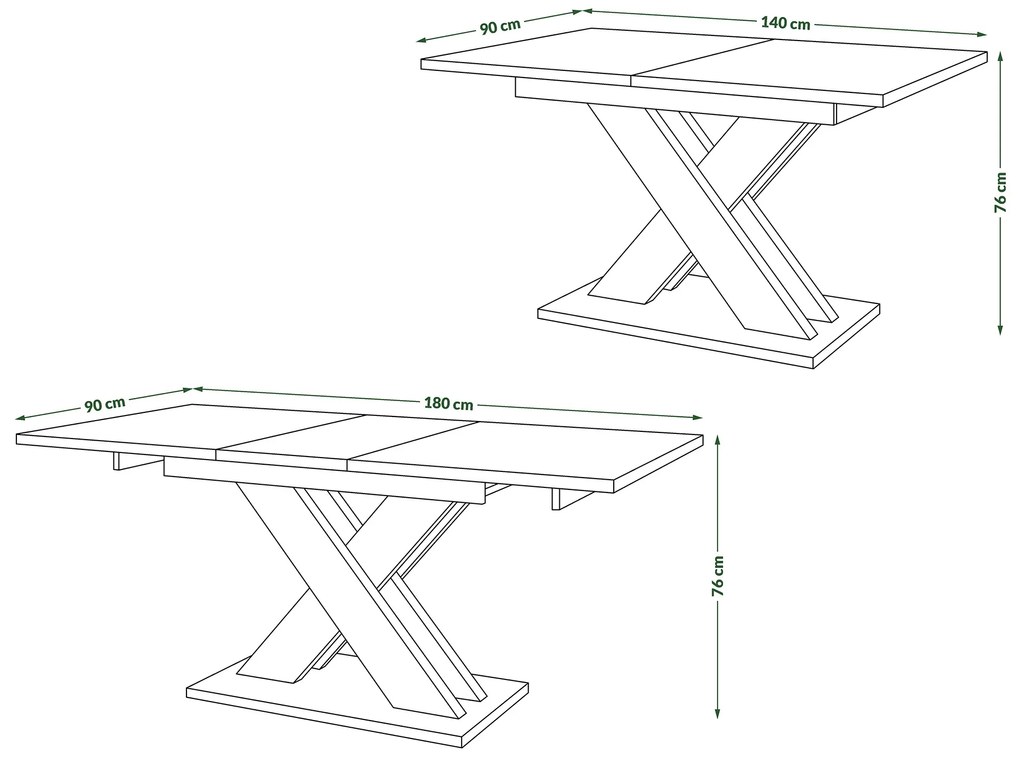 KARO Artisan eiken goud/zwart mat - MODERNE UITSCHUIFBARE TAFEL TOT 180 cm!