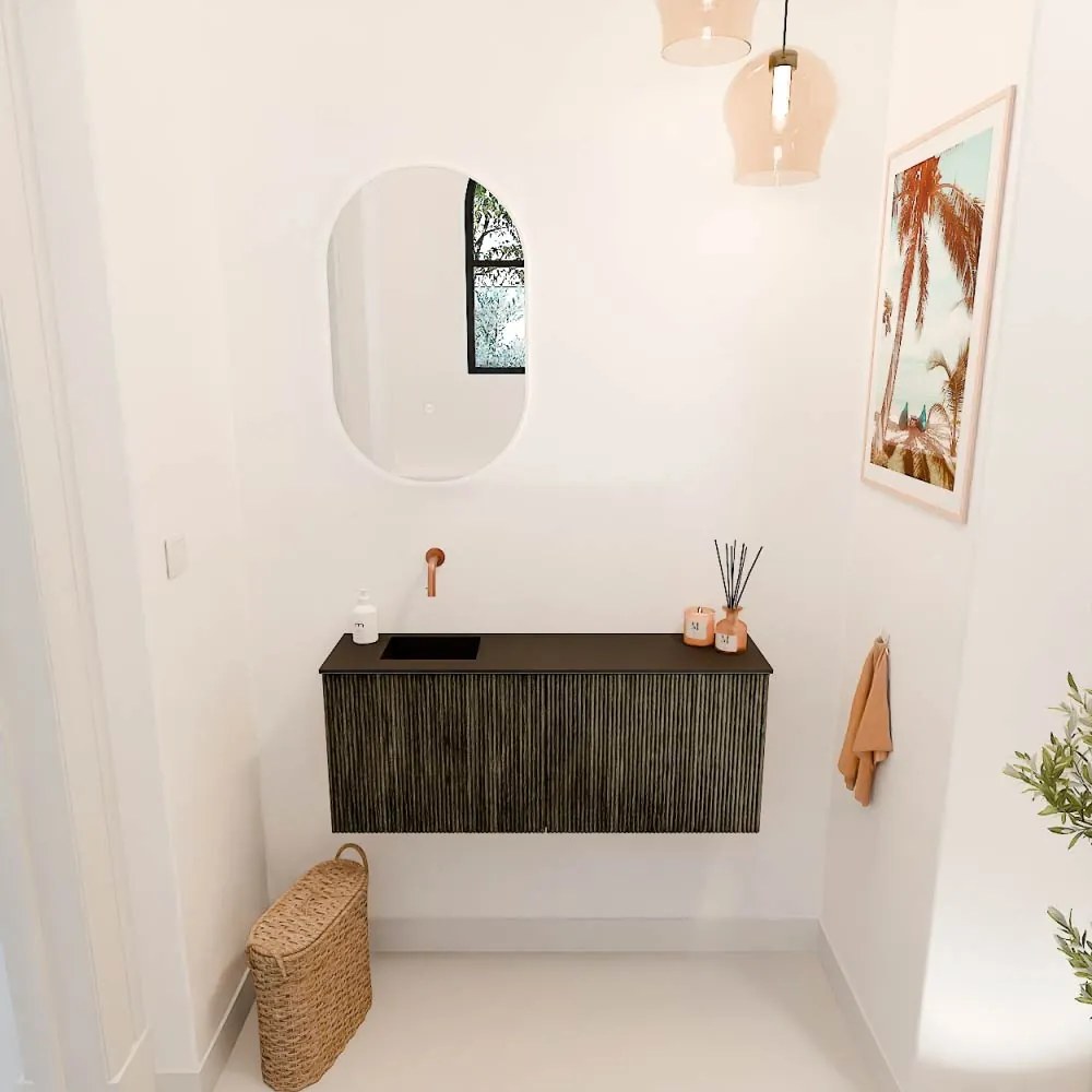 Mondiaz Joya 100cm toiletmeubel shadow met wastafel faye links zonder kraangat urban