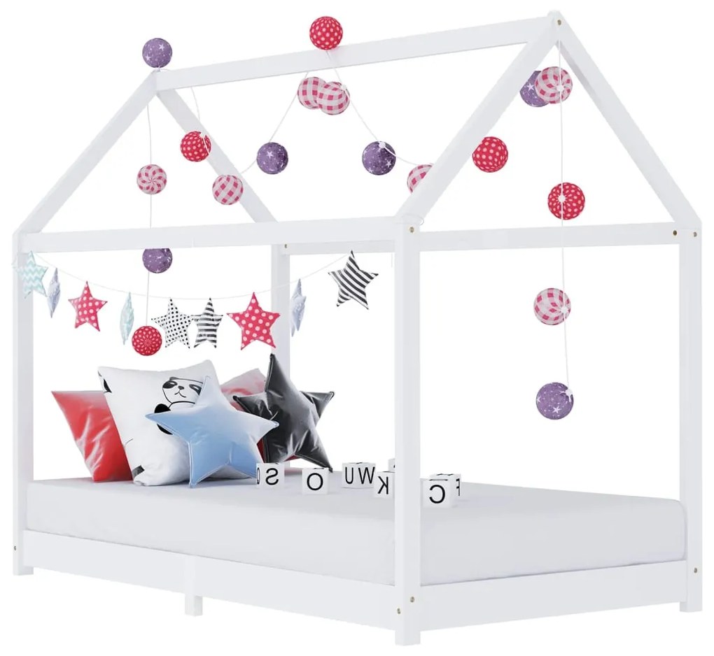 vidaXL Kinderbedframe massief grenenhout wit 90x200 cm