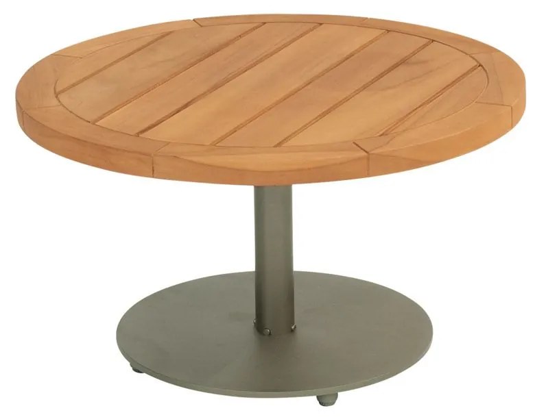 4 Seasons Outdoor Volta loungetafel olijfgroen met teak blad Ø 60 cm (H 35 cm)  Bijzettafel    groen weerbestendig