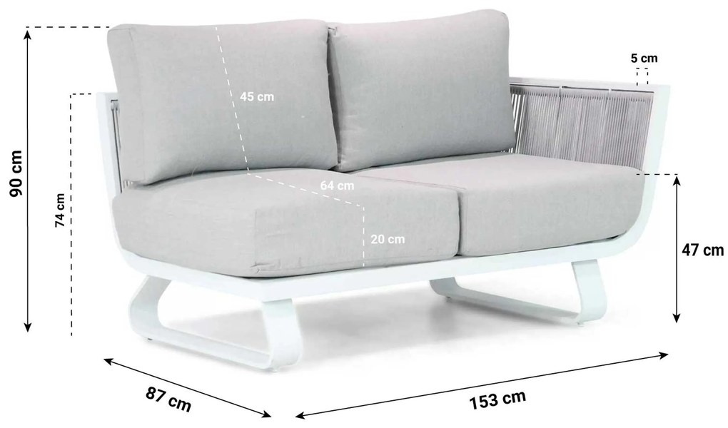 Hoek loungeset 6 personen Rope Wit  Santika Furniture Santika Corniche