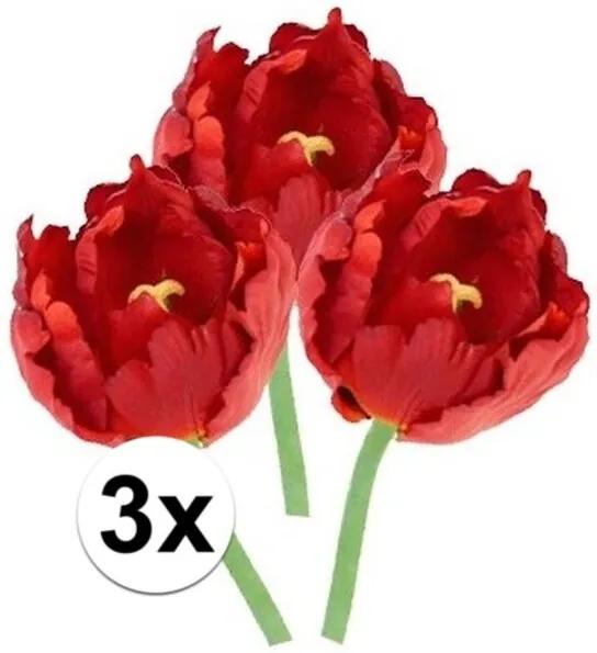 3x Rode tulp 25 cm - kunstbloemen