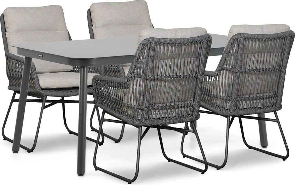 Tuinset 4 personen 160 cm Rope Grijs Lifestyle Garden Furniture Vicente/Tavano