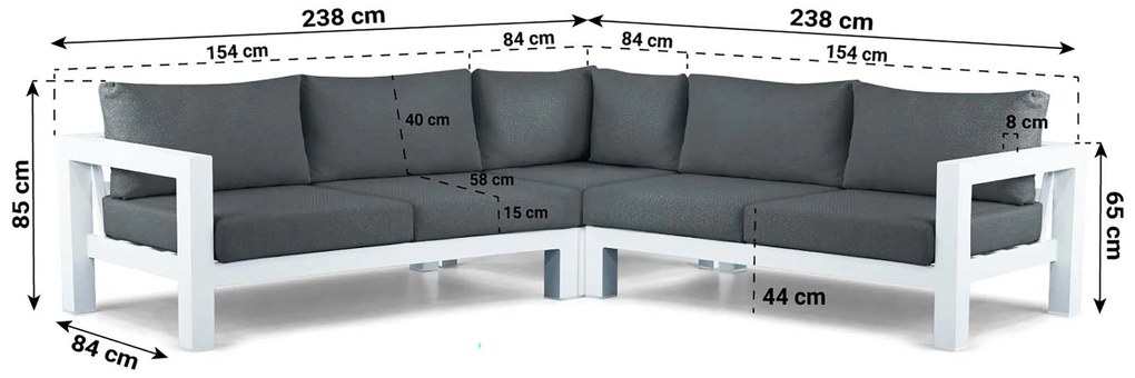 Hoek loungeset 5 personen Aluminium Wit Lifestyle Garden Furniture Luca