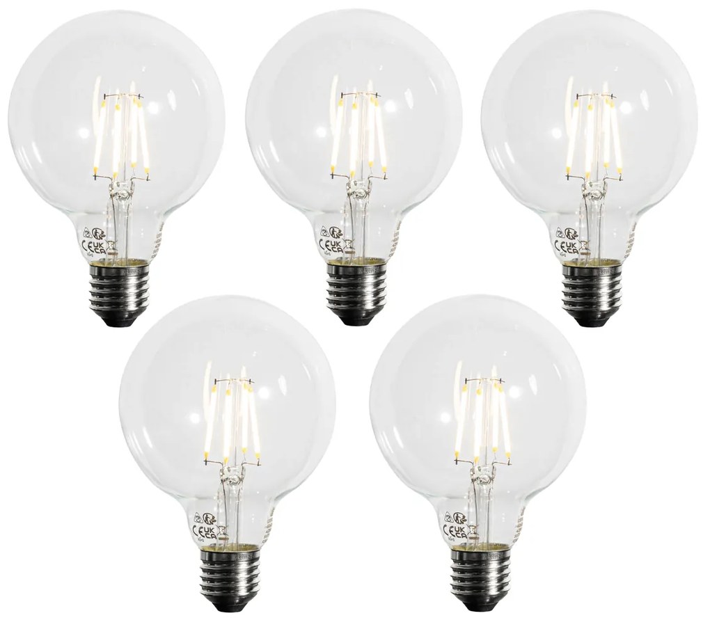 Set van 5 E27 3-staps dimbaar LED lamp G95 4W 450 lm 3000K