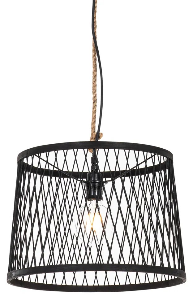 Landelijke buiten hanglamp zwart rotan 40 cm - Calamus