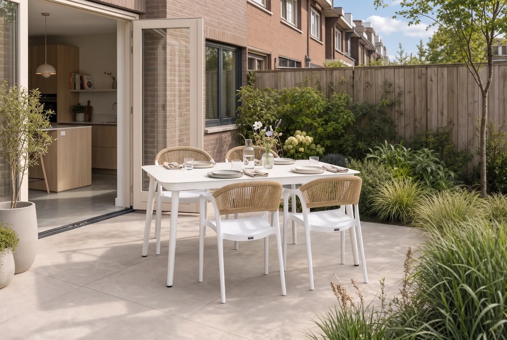 Tuinset 4 personen 160 cm Kunststof Wit Domani Furniture Toscano/Tavano