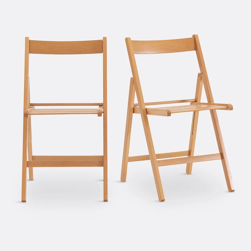Set van 2 plooibare stoelen, massief beukenhout, Yann