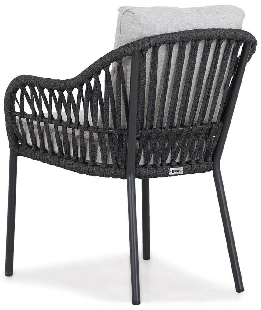 Tuinset Ronde Tuintafel 2 personen 70 cm Aluminium/rope Grijs Coco Puerto/Como