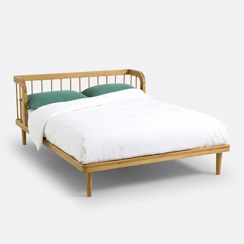 Bed in massief eik met lattenbodem, Matea