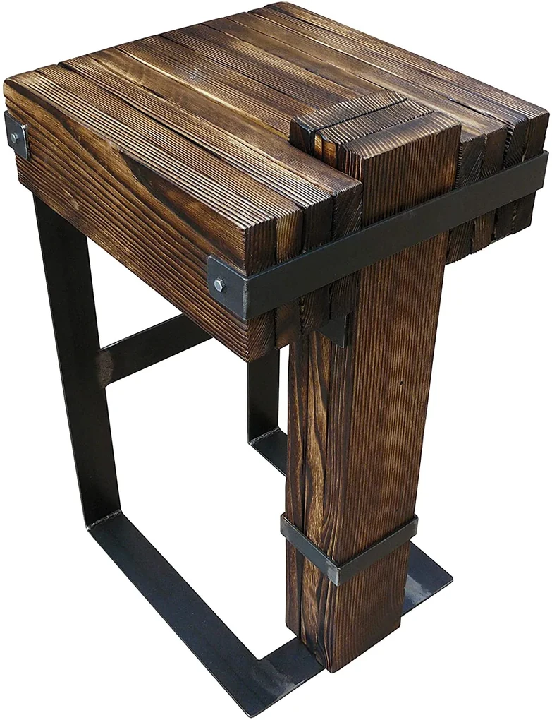 CHYRKA® Eettafel woonkamer tafel DROHOBYCZ kruk loft vintage bar industrieel design handgemaakt hout glas metaal