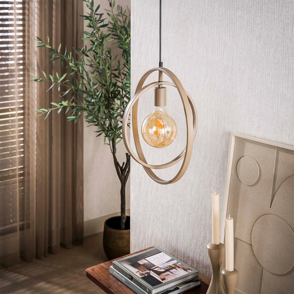 Cirkel Hanglamp Metaal Beige