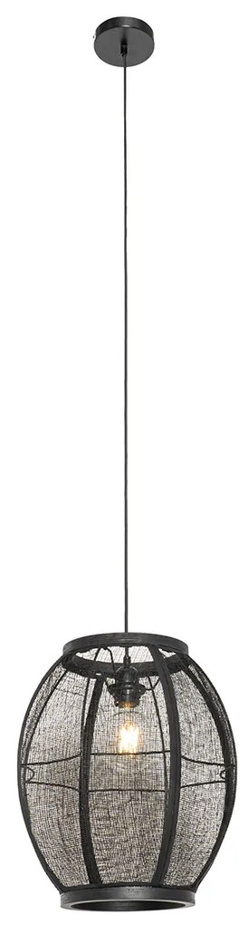 Oosterse hanglamp zwart stof 35 cm - RobOosters E27 ovaal Binnenverlichting Lamp