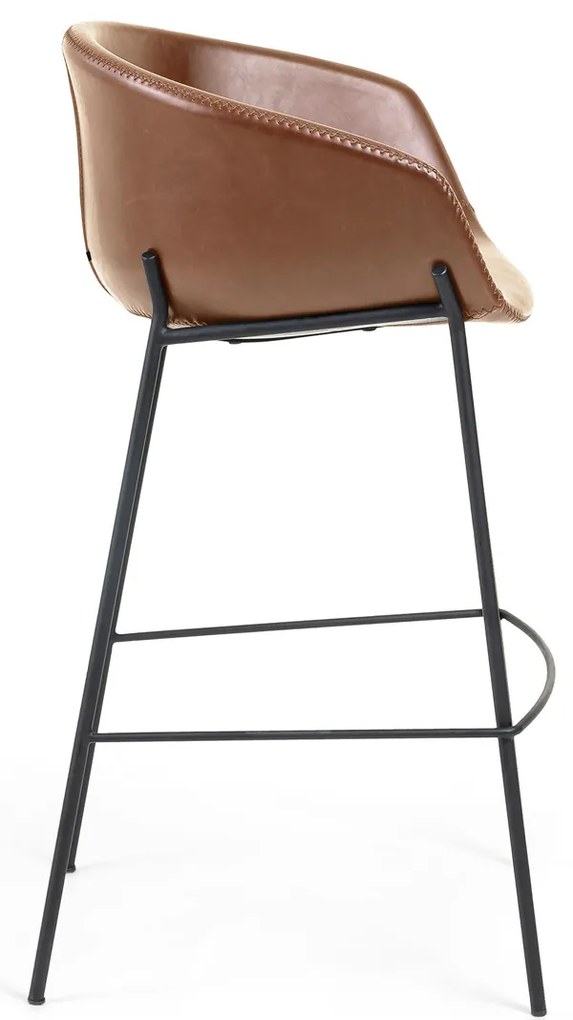 Kave Home Yvette Leren Barkruk Lichtbruin
