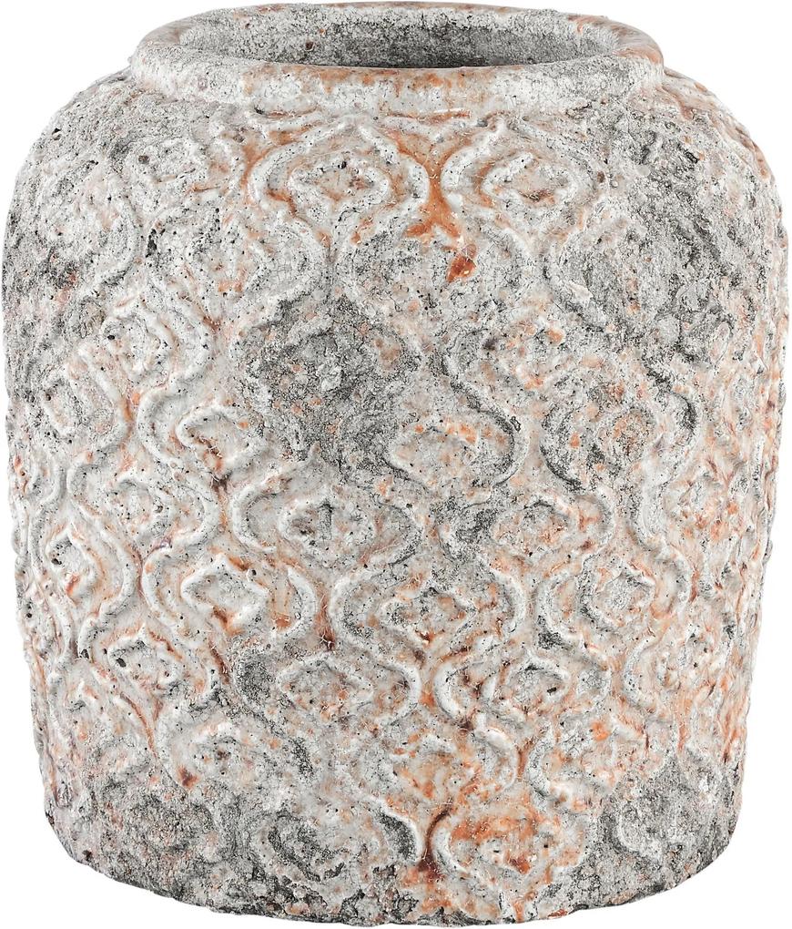 PTMD Collection | Bloempot Rushy lengte 26.5 cm x breedte 26.5 cm x hoogte 27 cm grijs, oranje bloempotten keramiek vazen | NADUVI outlet