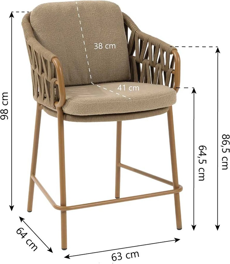 4 Seasons Outdoor Seasons Biarritz High Dining Chair Amber With Cushions (per ) Rope Taupe