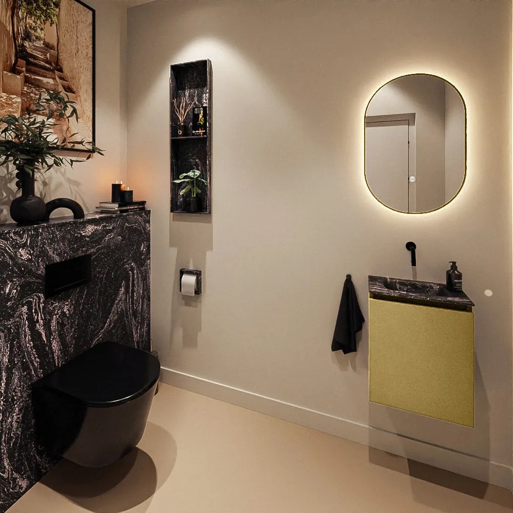 Mondiaz Ture DLux toiletmeubel 40cm oro met wastafel lava midden zonder kraangat