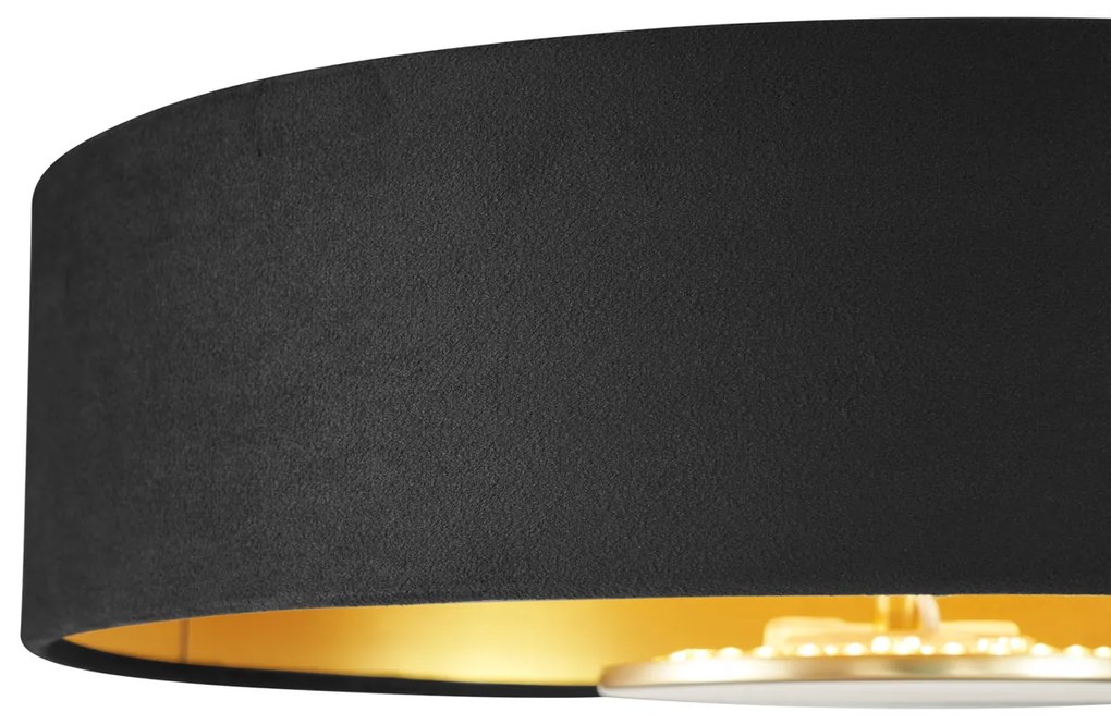 Moderne plafondlamp zwart met gouden binnenkant incl. LED 3-staps dimbaar - Bredow Modern rond Binnenverlichting Lamp