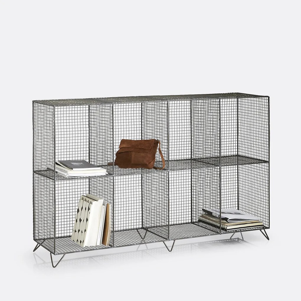 Wandrek in metaal, 8 opbergvakken, Areglo