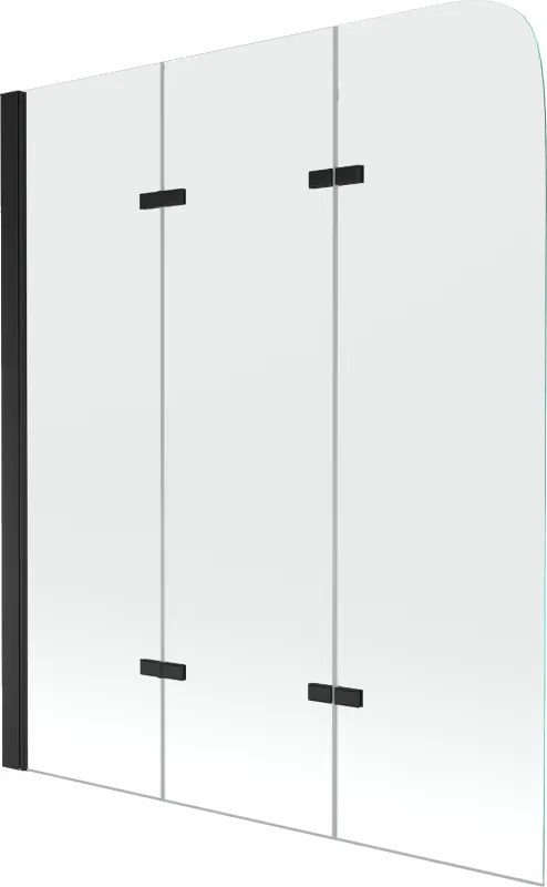 Mexen Felix drievoudig badscherm 120 x 140 cm, transparant, zwart - 890-120-003-70-00